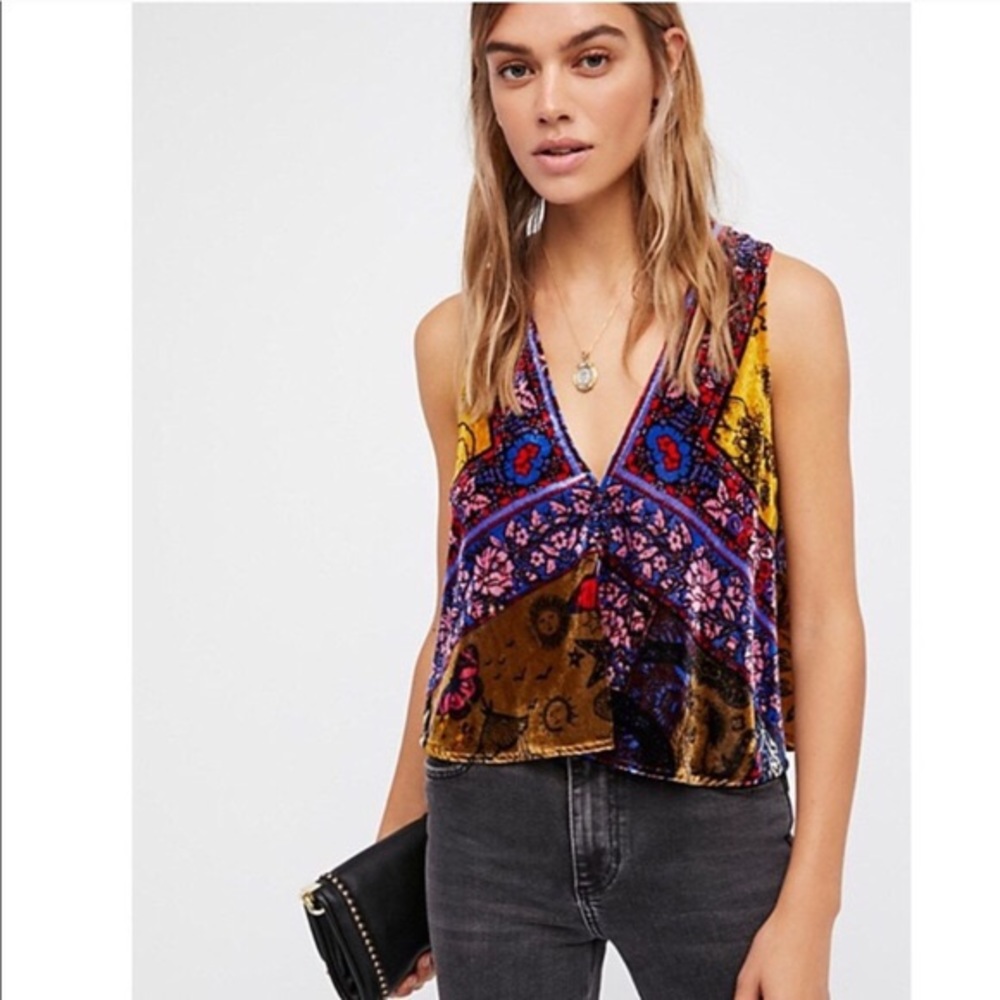 Free People velvet patterned tank